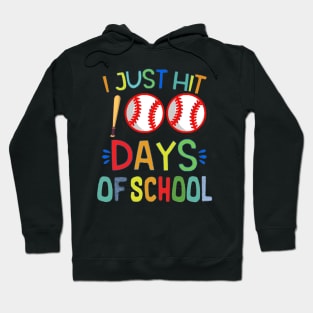 I just hit 100 days of School baseball 100th day Boys Funny Hoodie